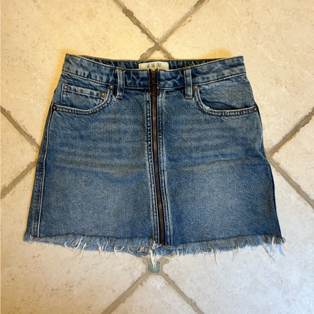 Free People Jean Mini Skirt
